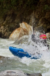 Tyler 'Lobo' on the second rapid of Cheesehouse, an awesome watery boof over a ledgehole.