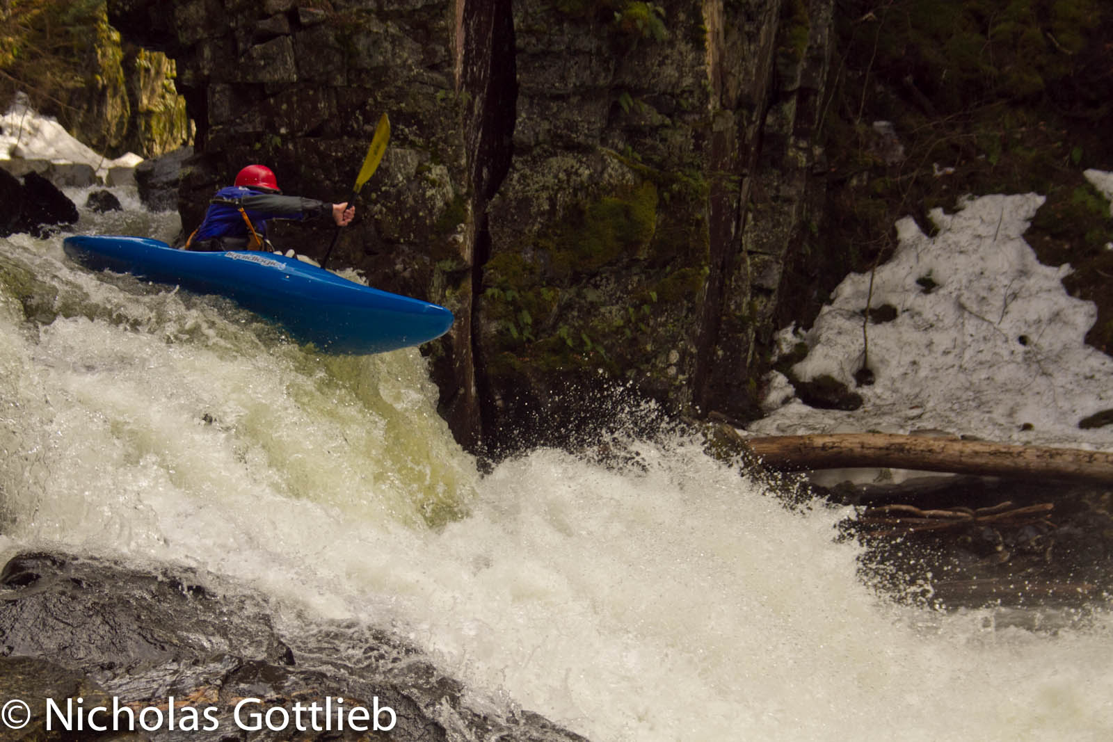 Christian Woodard boofing the last drop on the Terrill Gorge.