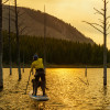 This year, we brought our SUPs with us to paddle around on the lake itself.